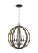 Generation Lighting Allier Small Pendant Weathered Oak Wood/Antique Forged Iron Finish (F2935/4WOW/AF)