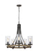 Generation Lighting Angelo Small Chandelier Distressed Weathered Oak/Slate Grey Metal Finish With Clear Wavy Glass (F3133/5DWK/SGM)