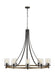 Generation Lighting Angelo Large Chandelier Distressed Weathered Oak/Slate Grey Metal Finish With Clear Wavy Glass Shades (F3137/10DWK/SGM)