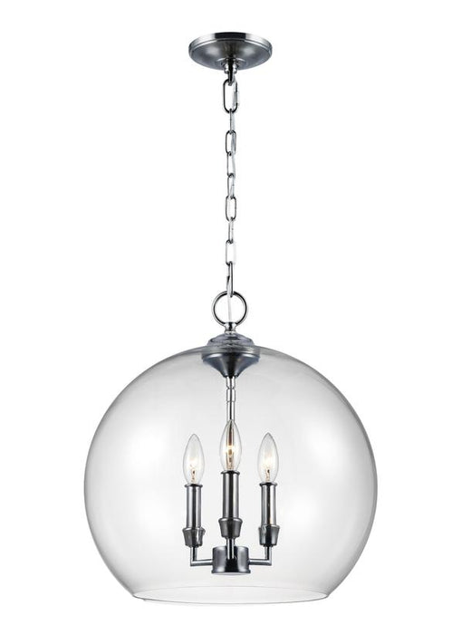 Generation Lighting Lawler Orb Pendant Chrome Finish With Clear Glass (F3155/3CH)