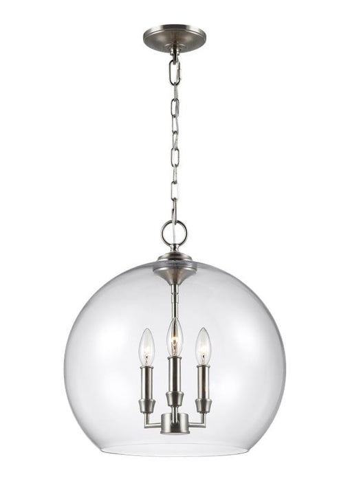 Generation Lighting Lawler Orb Pendant Satin Nickel Finish With Clear Glass (F3155/3SN)