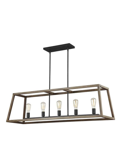 Generation Lighting Gannet Linear Chandelier Weathered Oak Wood/Antique Forged Iron Finish (F3193/5WOW/AF)