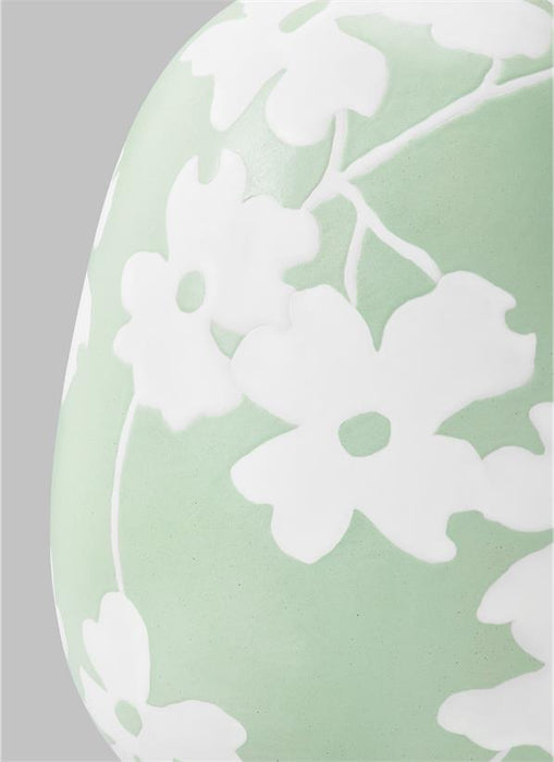 Generation Lighting Lila Table Lamp Semi Matte Green Finish With White Linen Fabric Shade (HT1001WLSMG1)