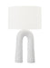 Generation Lighting Hable Aura 1-Light Table Lamp In Matte White Ceramic Finish With White Linen Fabric Shade (HT1051MWC1)