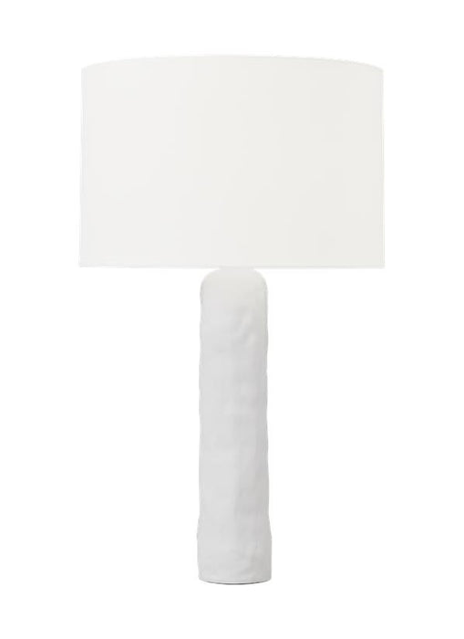 Generation Lighting Hable Aura 1-Light Table Lamp In Matte White Ceramic Finish With White Linen Fabric Shade (HT1051MWC1)