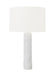 Generation Lighting Hable Aura 1-Light Table Lamp In Matte White Ceramic Finish With White Linen Fabric Shade (HT1051MWC1)