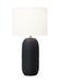 Generation Lighting Fanny Transitional 1-Light Indoor Slim Table Lamp In Rough Black Ceramic Finish With White Linen Fabric Shade (HT1061RBC1)