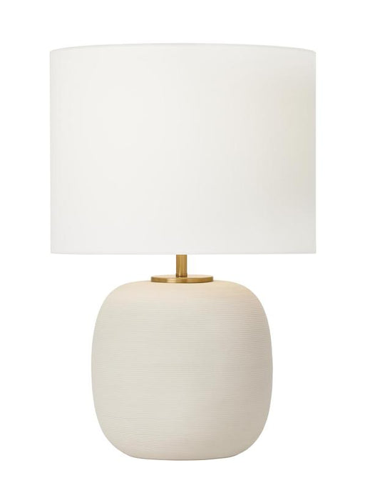 Generation Lighting Hable Fanny 1-Light Table Lamp In Matte Concrete With White Linen Fabric Shade (HT1071MC1)