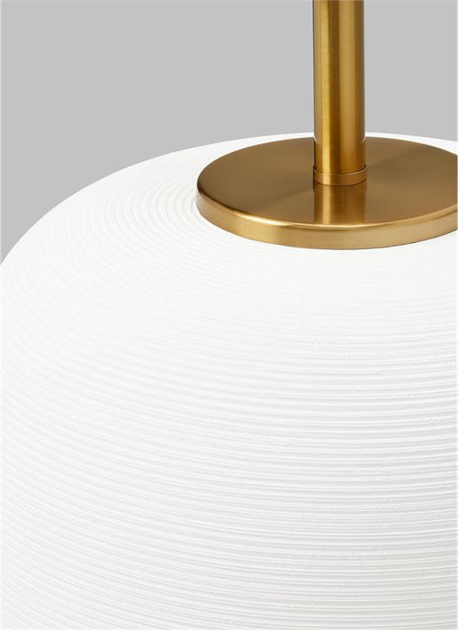 Generation Lighting Fanny Wide Table Lamp Matte White Ceramic Finish With White Linen Fabric Shade (HT1071MWC1)