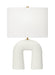 Generation Lighting Hable Aura 1-Light Table Lamp In Matte White Ceramic Finish With White Linen Fabric Shade (HT1081MWC1)