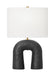 Generation Lighting Hable Aura 1-Light Table Lamp In Rough Black Ceramic Finish With White Linen Fabric Shade (HT1081RBC1)