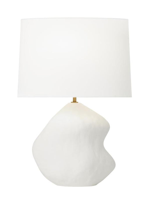 Generation Lighting Hable Broxton 1-Light Table Lamp In Matte White Ceramic Finish With White Linen Fabric Shade (HT1091MWC1)