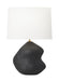 Generation Lighting Hable Broxton 1-Light Table Lamp In Rough Black Ceramic Finish With White Linen Fabric Shade (HT1091RBC1)