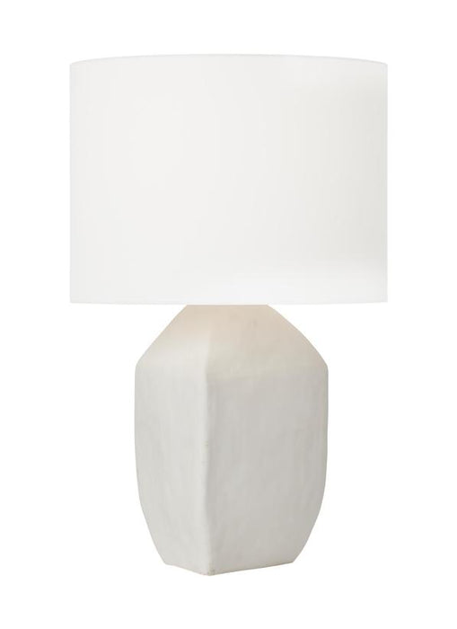 Generation Lighting Hable Sybert 1-Light Table Lamp In Matte White Ceramic Finish With White Linen Fabric Shade (HT1101MWC1)