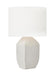 Generation Lighting Hable Sybert 1-Light Table Lamp In Matte White Ceramic Finish With White Linen Fabric Shade (HT1101MWC1)