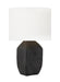 Generation Lighting Hable Sybert 1-Light Table Lamp In Rough Black Ceramic Finish With White Linen Fabric Shade (HT1101RBC1)