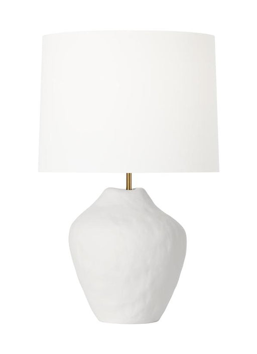 Generation Lighting Hable Cadley 1-Light Table Lamp In Matte White Ceramic Finish With White Linen Fabric Shade (HT1111MWC1)