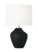 Generation Lighting Hable Cadley 1-Light Table Lamp In Rough Black Ceramic Finish With White Linen Fabric Shade (HT1111RBC1)