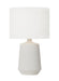 Generation Lighting Hable Panola 1-Light Table Lamp In Matte White Ceramic Finish With White Linen Fabric Shade (HT1131MWC1)