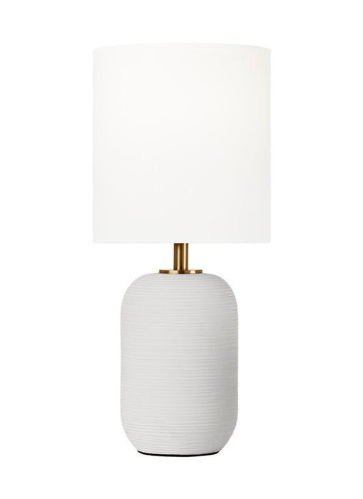 Generation Lighting Hable Fanny 1-Light Table Lamp In Matte White Ceramic Finish With White Linen Fabric Shade (HT1141MWC1)