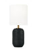 Generation Lighting Hable Fanny 1-Light Table Lamp In Rough Black Ceramic Finish With White Linen Fabric Shade (HT1141RBC1)