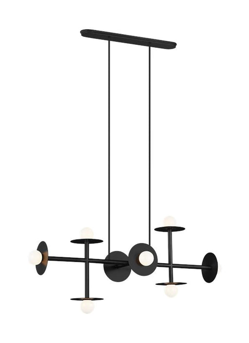Generation Lighting Nodes Large Linear Chandelier Midnight Black Finish With Milk White Steel/Glass Diffusers (KC1008MBK)