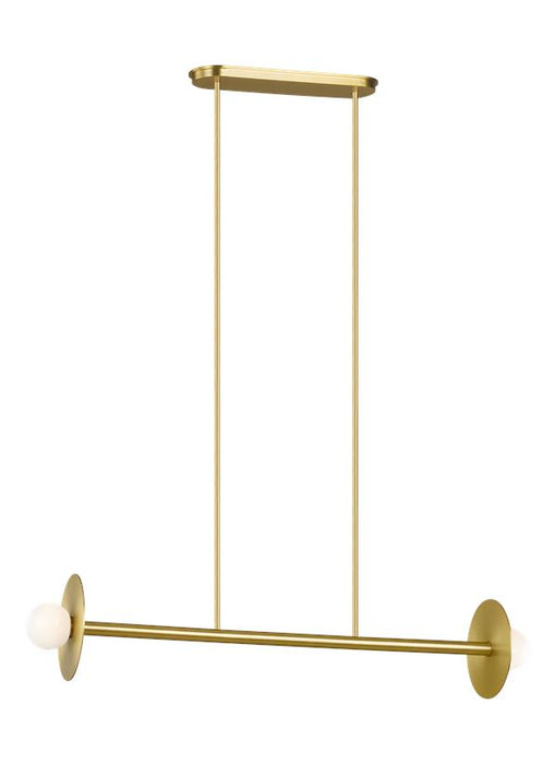 Generation Lighting Nodes Medium Linear Chandelier Burnished Brass Finish With Milk White Steel/Glass Diffusers (KC1012BBS)