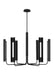 Generation Lighting Carson 6-Light Chandelier Midnight Black Finish With White Acrylic Diffusers (KC1076MBK)