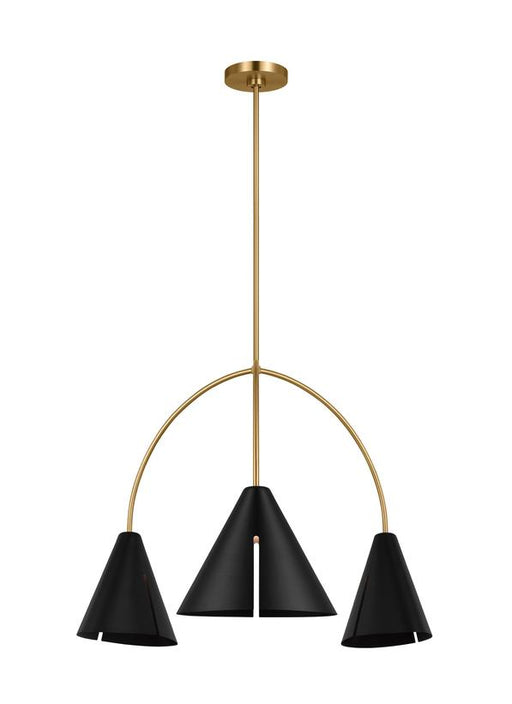 Generation Lighting Cambre Modern 3-Light Integrated LED Indoor Dimmable Large Ceiling Chandelier Burnished Brass Gold-Midnight Black Steel Shades (KC1113MBKBBS-L1)