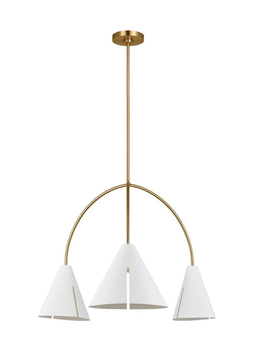 Generation Lighting Cambre Modern 3-Light Integrated LED Indoor Dimmable Large Ceiling Chandelier Burnished Brass Gold-Matte White Steel Shades (KC1113MWTBBS-L1)