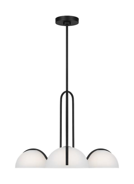 Generation Lighting Kelly Wearstler Nido 3-Light Dimmable Chandelier Ceiling Pendant Light In Midnight Black Finish With White Glass Shades (KC1133MBK)