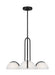 Generation Lighting Kelly Wearstler Nido 3-Light Dimmable Chandelier Ceiling Pendant Light In Midnight Black Finish With White Glass Shades (KC1133MBK)