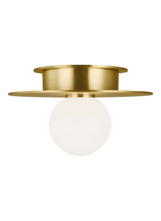 Generation Lighting Nodes Small Flush Mount Burnished Brass Finish With Milk White Steel/Glass Diffuser (KF1001BBS)