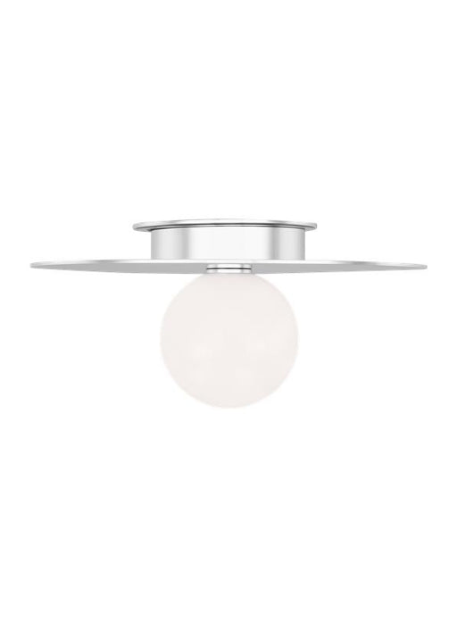 Generation Lighting Nodes Contemporary 1-Light Indoor Dimmable Medium Flush Mount Ceiling Light Polished Nickel Silver-White Glass Diffuser (KF1011PN)