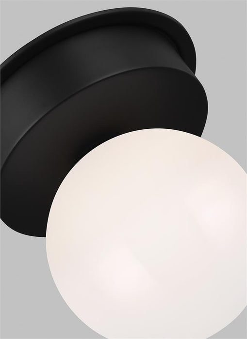 Generation Lighting Nodes Large Flush Mount Midnight Black Finish With Milk White Steel/Glass Diffuser (KF1021MBK)