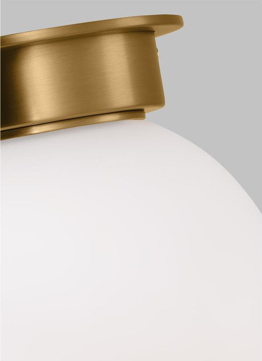 Generation Lighting Nodes Contemporary 1-Light Indoor Dimmable Extra Large Ceiling Flush Mount Burnished Brass Gold-Milk White Glass Shade (KF1101BBS)