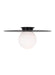 Generation Lighting Nodes Contemporary 1-Light Indoor Dimmable Extra Large Ceiling Flush Mount Midnight Black With Milk White Glass Shade (KF1101MBK)