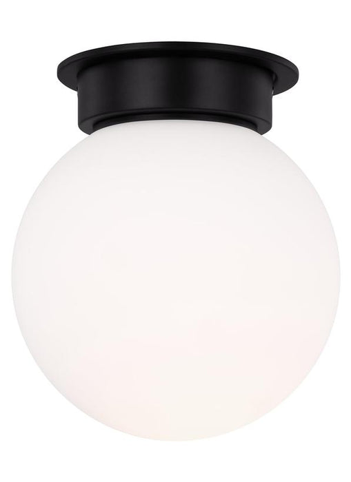 Generation Lighting Nodes Contemporary 1-Light Indoor Dimmable Extra Large Ceiling Flush Mount Midnight Black With Milk White Glass Shade (KF1101MBK)