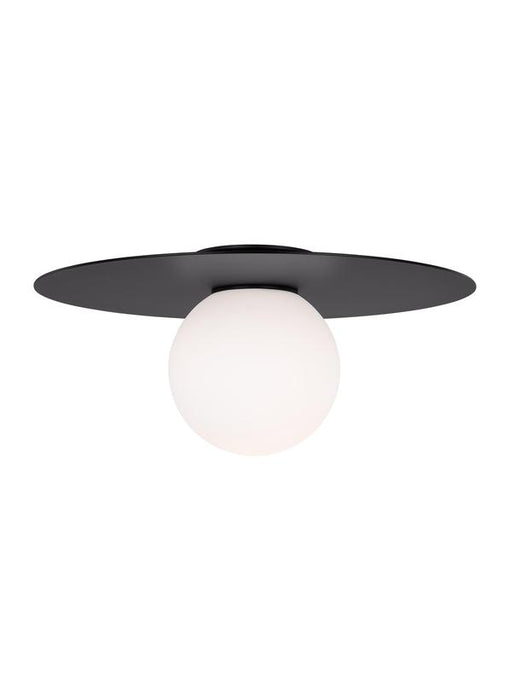 Generation Lighting Nodes Contemporary 1-Light Indoor Dimmable Extra Large Ceiling Flush Mount Midnight Black With Milk White Glass Shade (KF1101MBK)