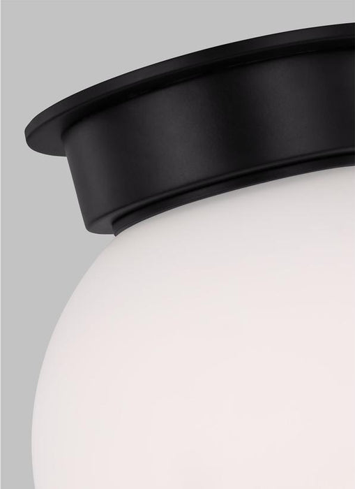 Generation Lighting Nodes Contemporary 1-Light Indoor Dimmable Extra Large Ceiling Flush Mount Midnight Black With Milk White Glass Shade (KF1101MBK)