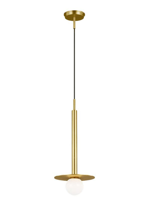 Generation Lighting Nodes Short Pendant Burnished Brass Finish With Milk White Steel/Glass Diffuser (KP1001BBS)