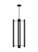 Generation Lighting Carson 4-Light Tall Pendant Midnight Black Finish With White Acrylic Diffusers (KP1114MBK)