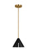 Generation Lighting Cambre Modern 1-Light Integrated LED Indoor Dimmable Small Ceiling Hanging Pendant Burnished Brass Gold-Midnight Black Steel Shade (KP1121MBKBBS-L1)
