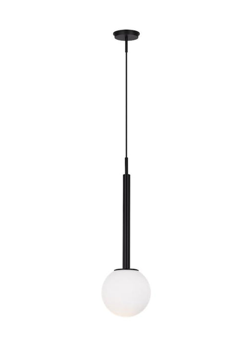 Generation Lighting Nodes Contemporary 1-Light Indoor Dimmable Large Ceiling Hanging Pendant Midnight Black With Milk White Glass Shade (KP1141MBK)