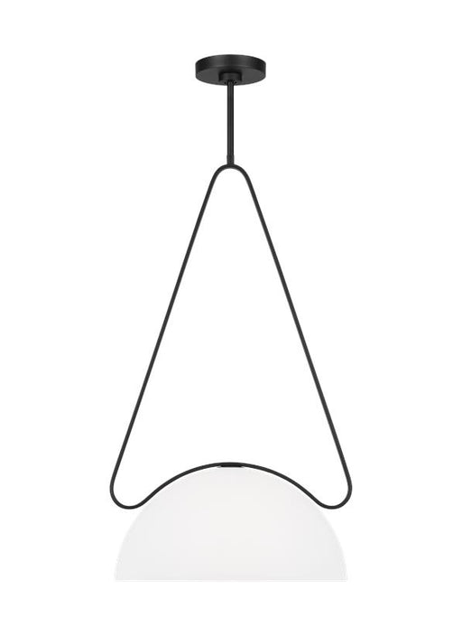 Generation Lighting Kelly Wearstler Nido 1-Light Dimmable Large Pendant In Midnight Black Finish With White Glass Shades (KP1161MBK)