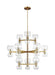 Generation Lighting Londyn Large Chandelier Burnished Brass with Clear Glass Finish With Clear Glass Shades And Clear Glass Shades (KSC10124BBSCG)