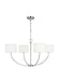 Generation Lighting Sawyer Small Chandelier Polished Nickel-Silk Screen White Inside Clear Outside Glass Diffusers/White Linen Fabric Shades (KSC1034PN)