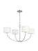 Generation Lighting Sawyer Small Chandelier Polished Nickel-Silk Screen White Inside Clear Outside Glass Diffusers/White Linen Fabric Shades (KSC1034PN)