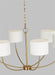 Generation Lighting Sawyer Medium Chandelier Burnished Brass-Silk Screen White Inside Clear Outside Glass Diffusers/White Linen Fabric Shades (KSC1046BBS)