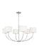 Generation Lighting Sawyer Medium Chandelier Polished Nickel-Silk Screen White Inside Clear Outside Glass Diffusers/White Linen Fabric Shades (KSC1046PN)